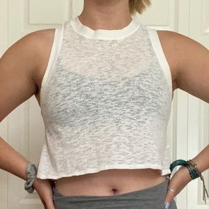 High neck white workout crop lulu lemon tank